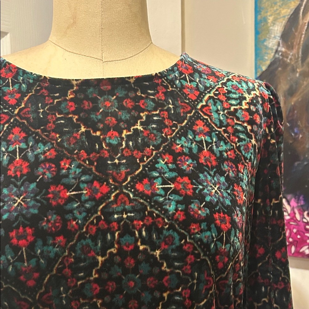 LOFT Elegant Multicolor velvet Patterned Dress NWT - image 2